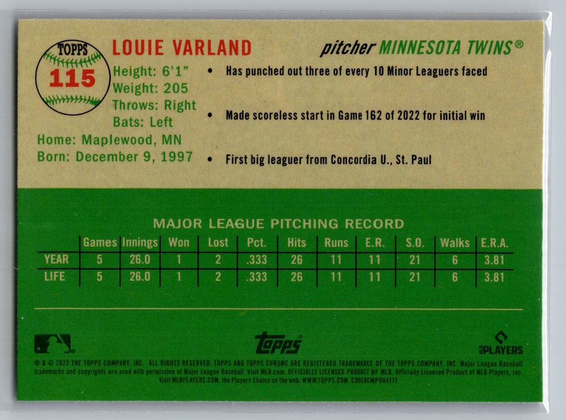 2023 Topps Chrome Platinum Anniversary #115 Louie Varland