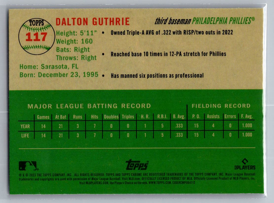 2023 Topps Chrome Platinum Anniversary #117 Dalton Guthrie