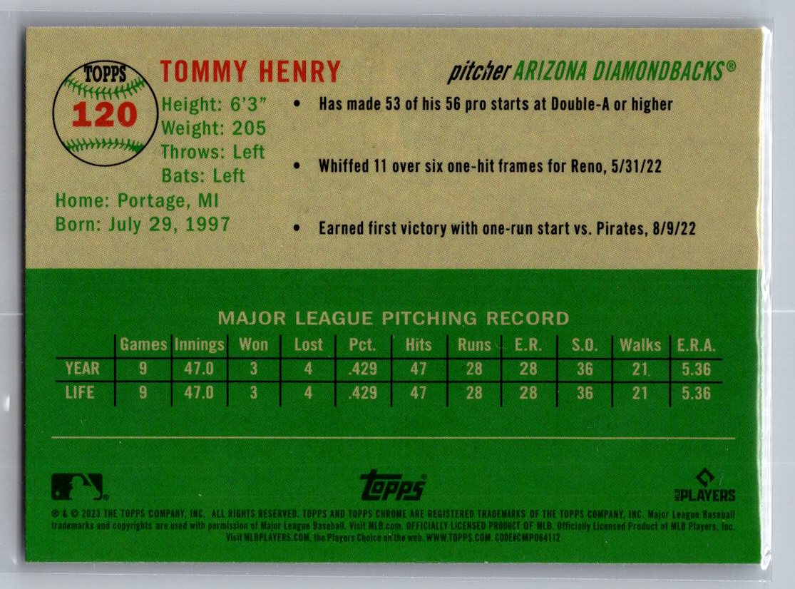 2023 Topps Chrome Platinum Anniversary #120 Tommy Henry