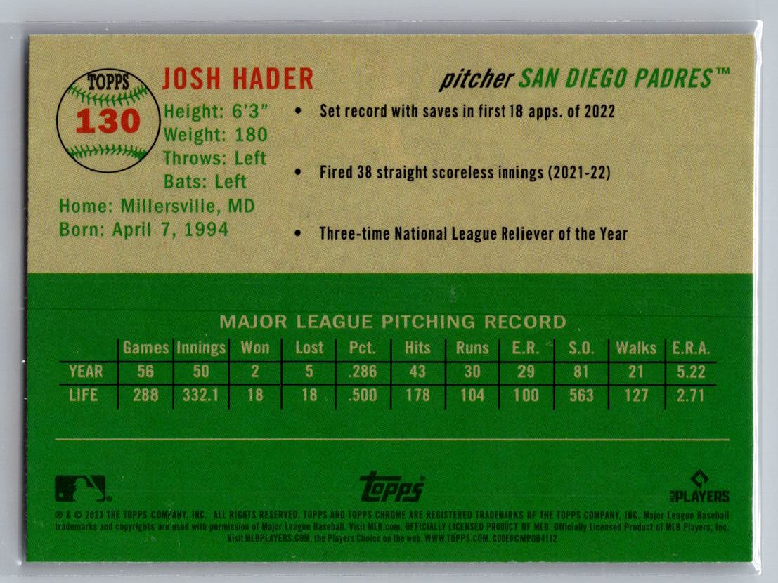 2023 Topps Chrome Platinum Anniversary #130 Josh Hader