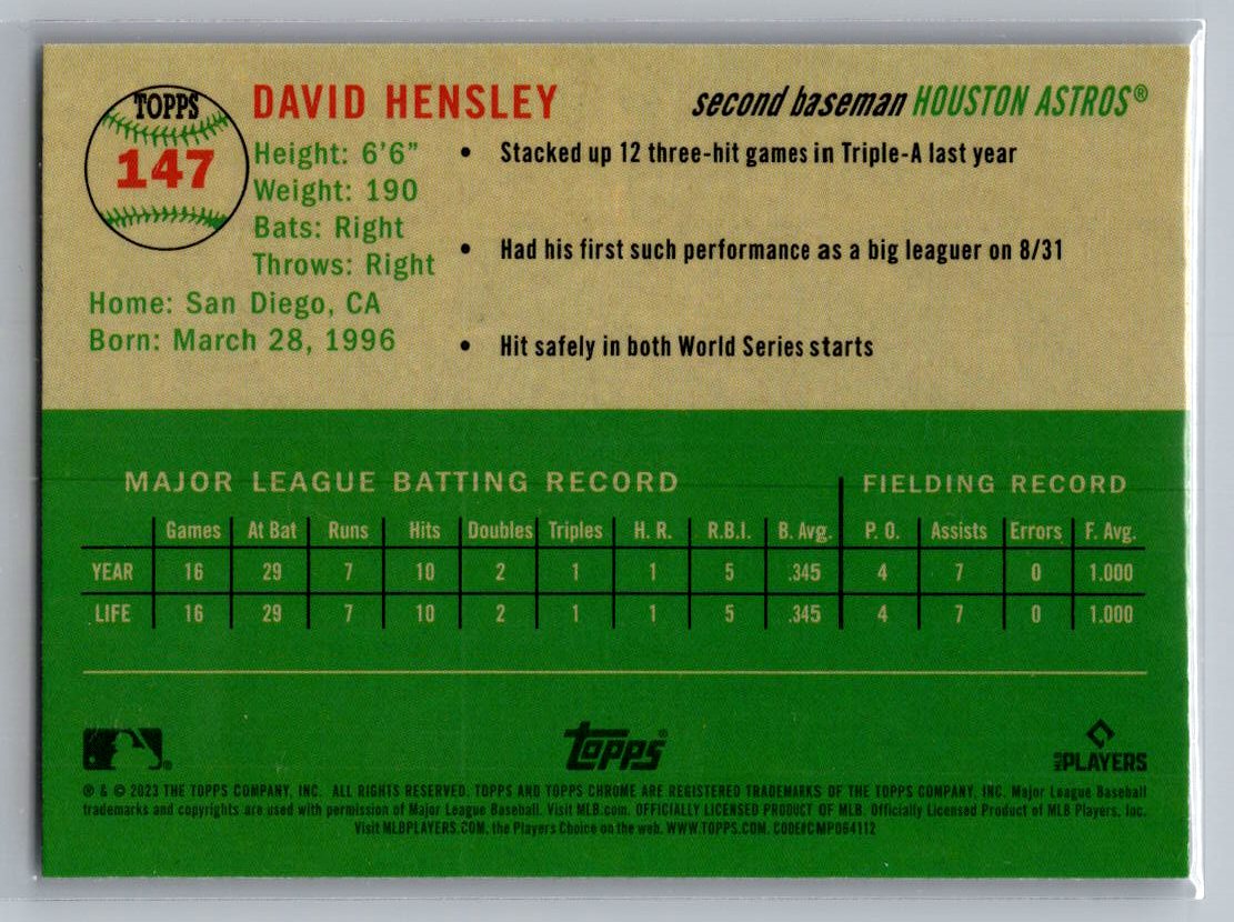 2023 Topps Chrome Platinum Anniversary #147 David Hensley