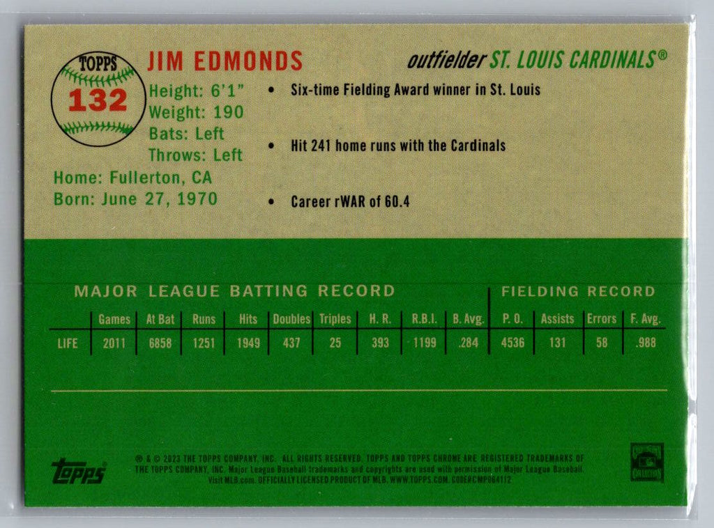 2023 Topps Chrome Platinum Anniversary #132 Jim Edmonds
