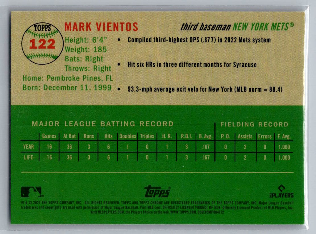 2023 Topps Chrome Platinum Anniversary #122 Mark Vientos