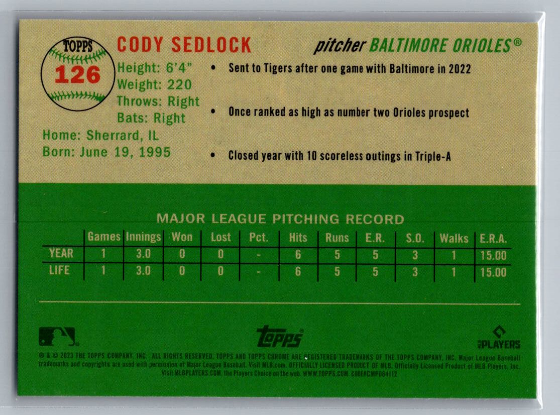 2023 Topps Chrome Platinum Anniversary #126 Cody Sedlock