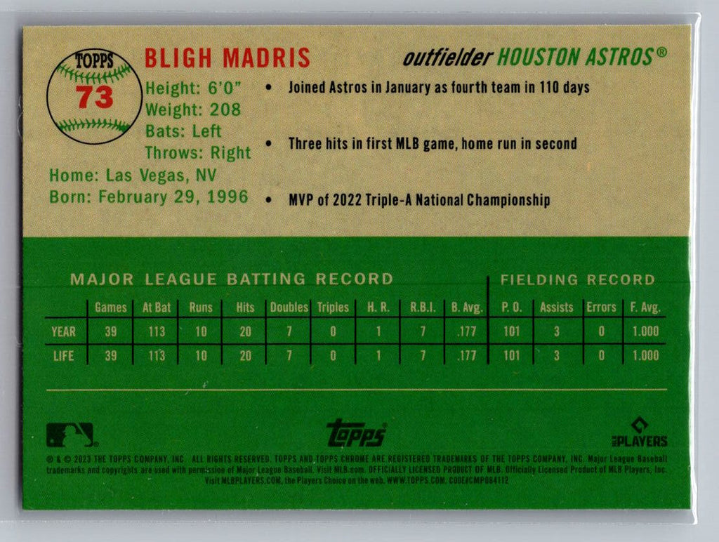 2023 Topps Chrome Platinum Anniversary #73 Bligh Madris