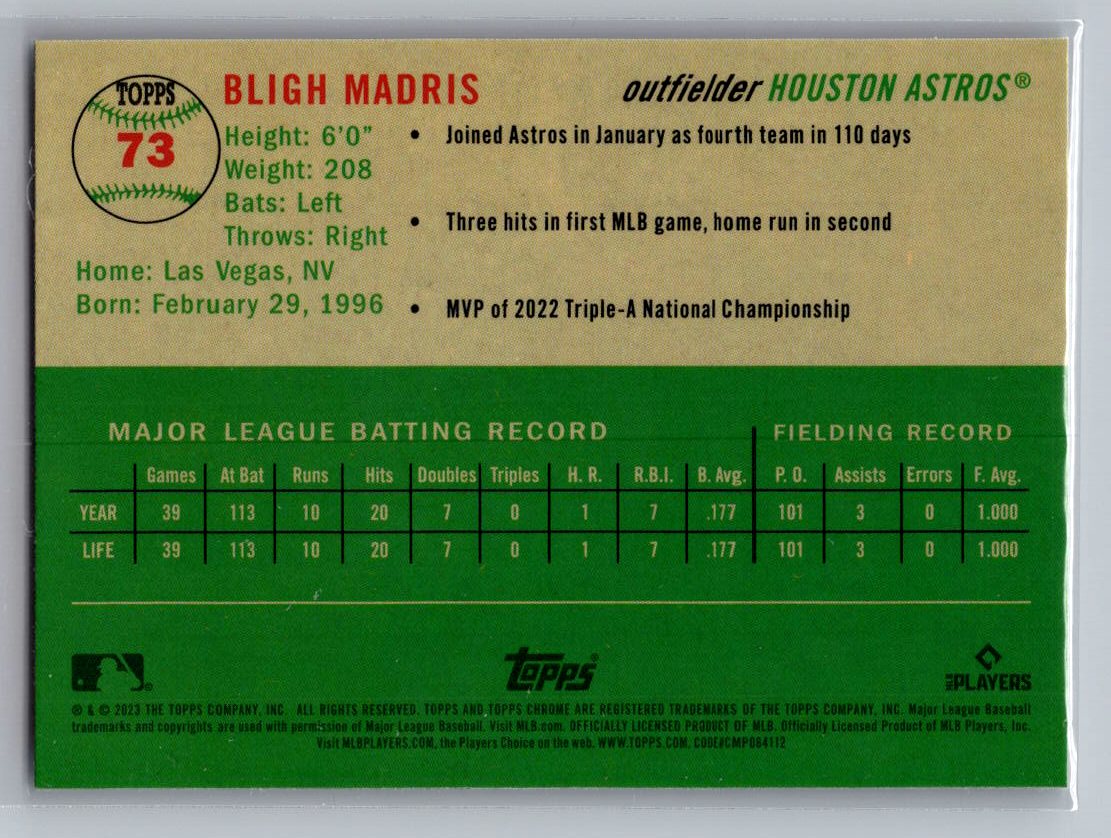 2023 Topps Chrome Platinum Anniversary #73 Bligh Madris