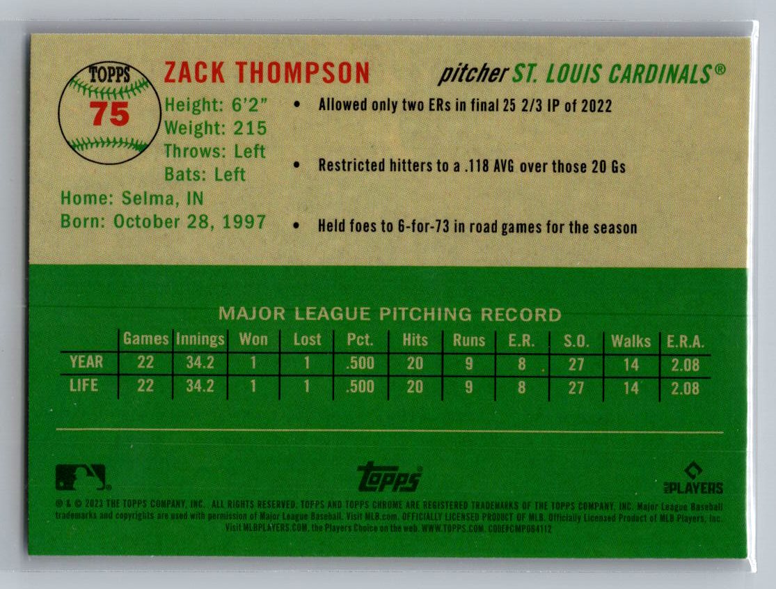2023 Topps Chrome Platinum Anniversary #75 Zack Thompson