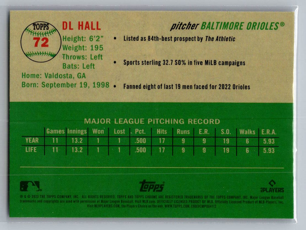 2023 Topps Chrome Platinum Anniversary #72 DL Hall