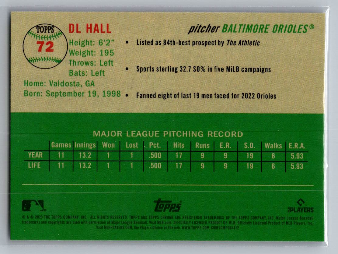 2023 Topps Chrome Platinum Anniversary #72 DL Hall