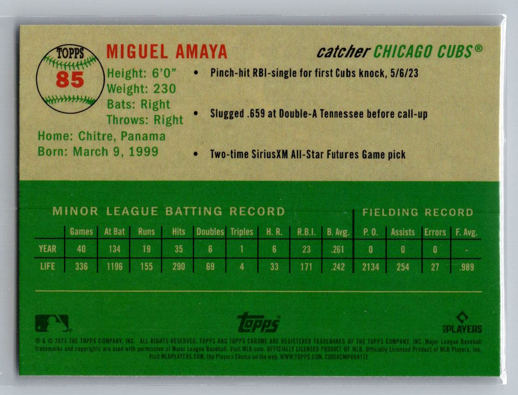 2023 Topps Chrome Platinum Anniversary #85 Miguel Amaya