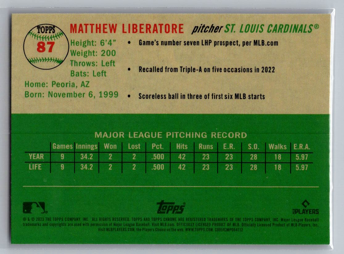 2023 Topps Chrome Platinum Anniversary #87 Matthew Liberatore