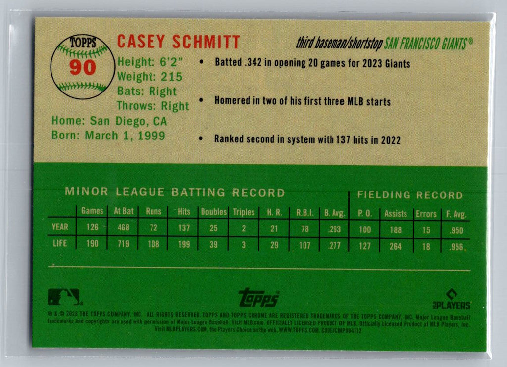 2023 Topps Chrome Platinum Anniversary #90 Casey Schmitt