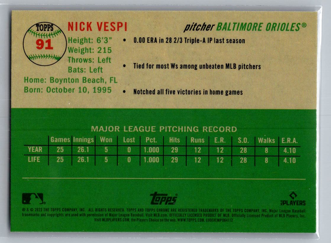 2023 Topps Chrome Platinum Anniversary #91 Nick Vespi