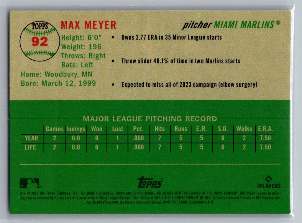 2023 Topps Chrome Platinum Anniversary #92 Max Meyer