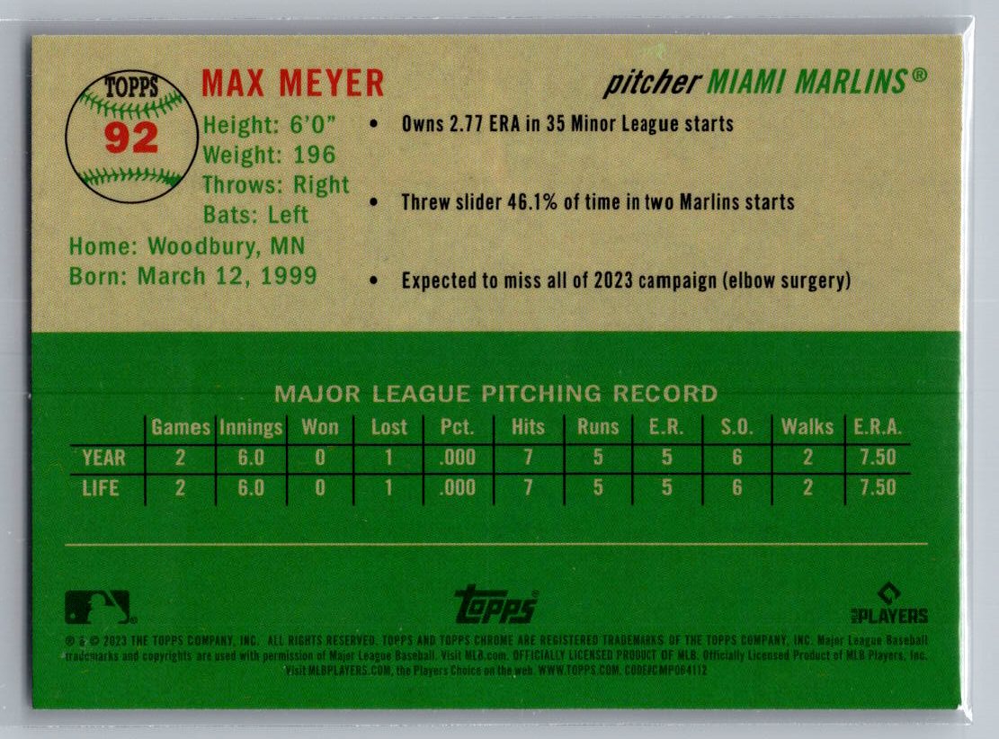 2023 Topps Chrome Platinum Anniversary #92 Max Meyer