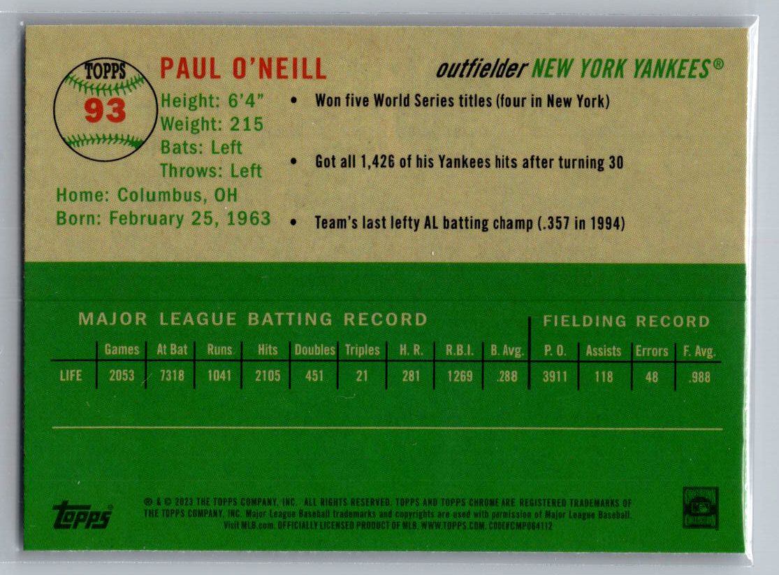 2023 Topps Chrome Platinum Anniversary #93 Paul O'Neill
