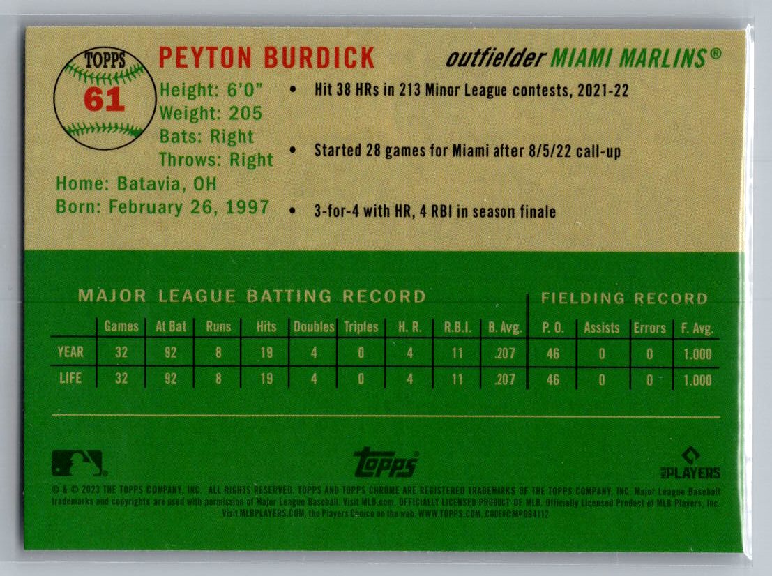 2023 Topps Chrome Platinum Anniversary #61 Peyton Burdick