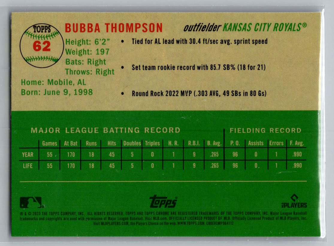 2023 Topps Chrome Platinum Anniversary #62 Bubba Thompson