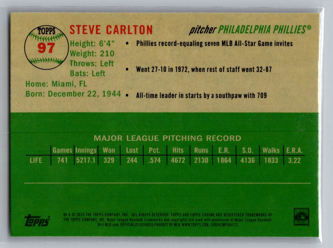 2023 Topps Chrome Platinum Anniversary #97 Steve Carlton