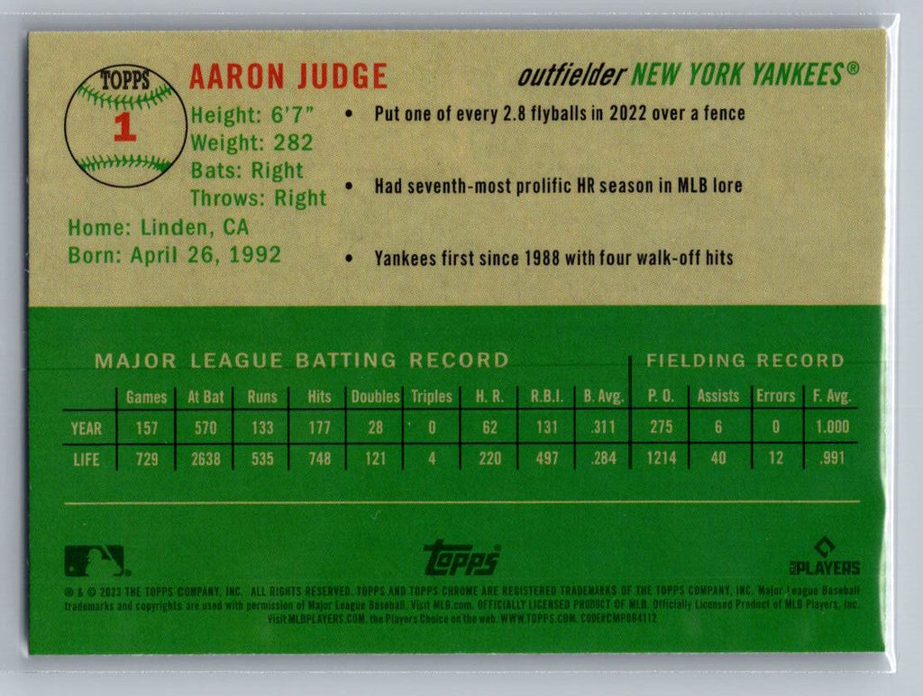 2023 Topps Chrome Platinum Anniversary #1 Aaron Judge