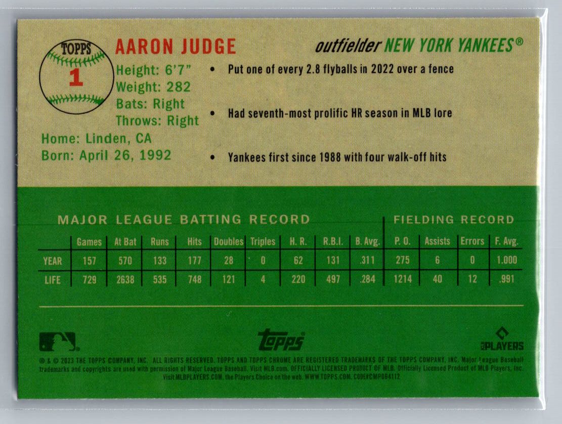 2023 Topps Chrome Platinum Anniversary #1 Aaron Judge