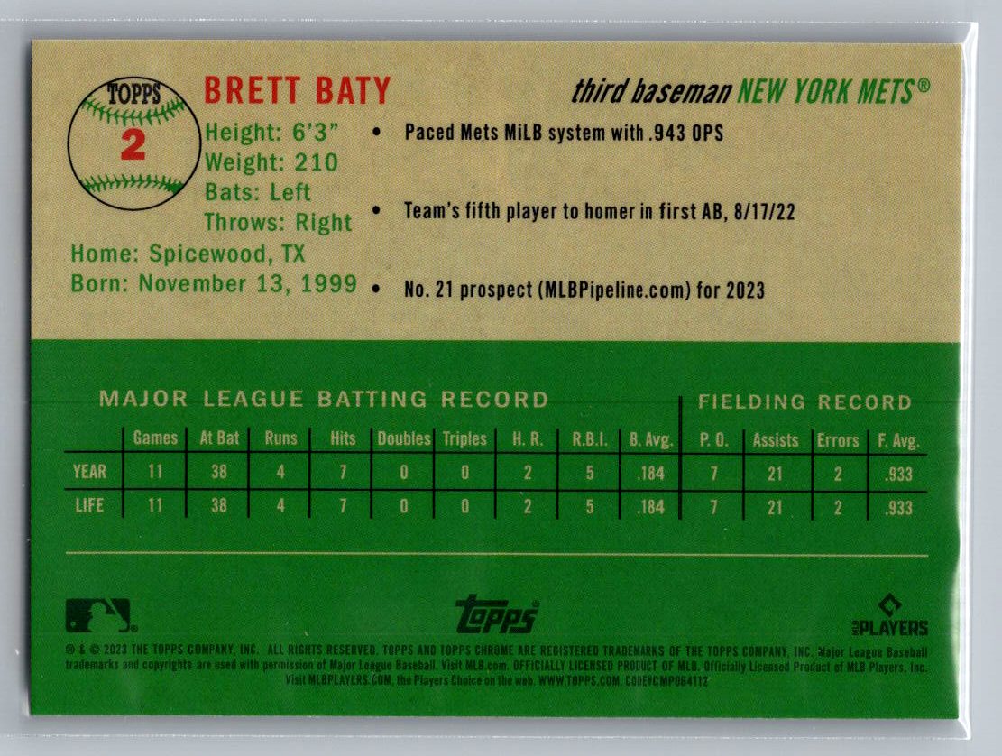 2023 Topps Chrome Platinum Anniversary #2 Brett Baty