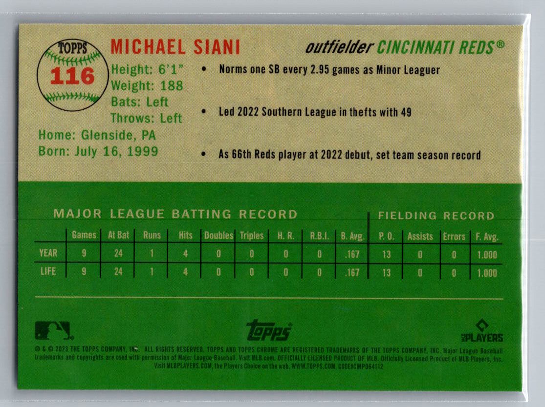 2023 Topps Chrome Platinum Anniversary #116 Michael Siani
