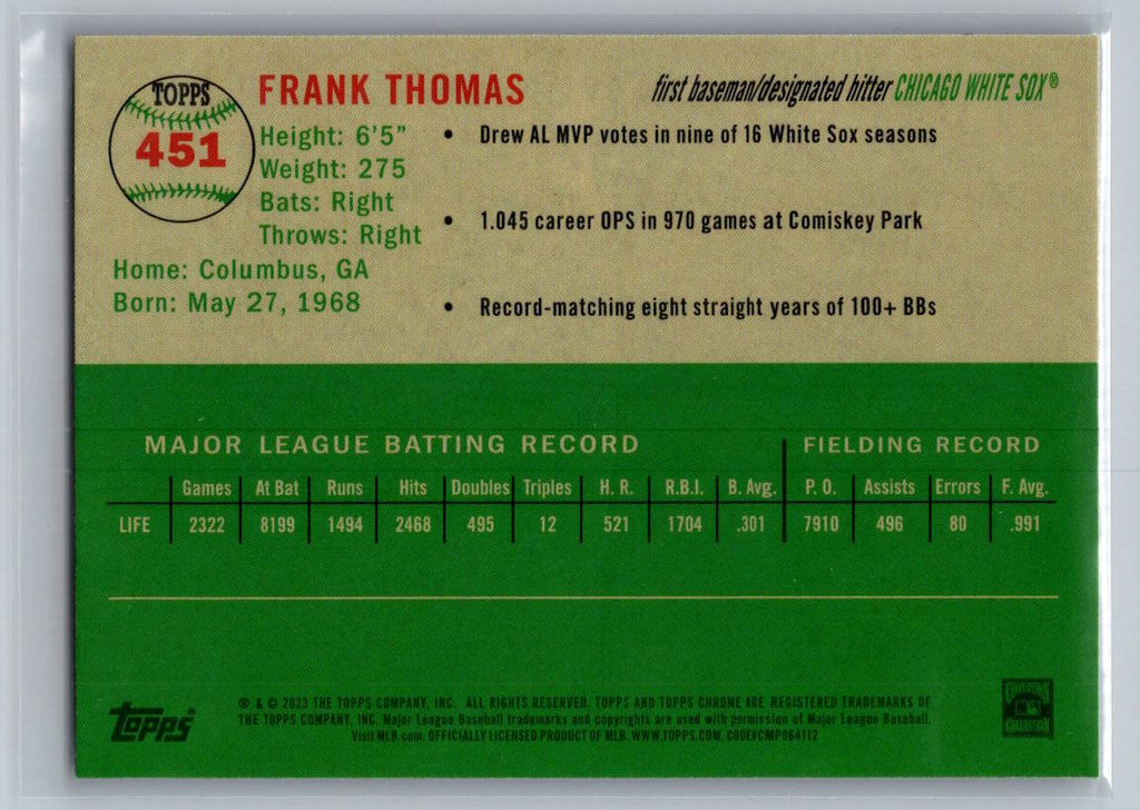 2023 Topps Chrome Platinum Anniversary #451 Frank Thomas