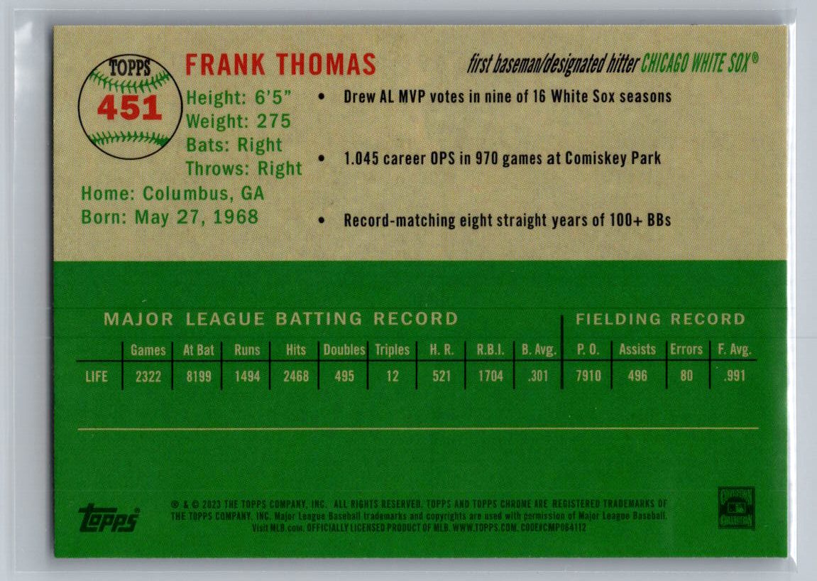 2023 Topps Chrome Platinum Anniversary #451 Frank Thomas
