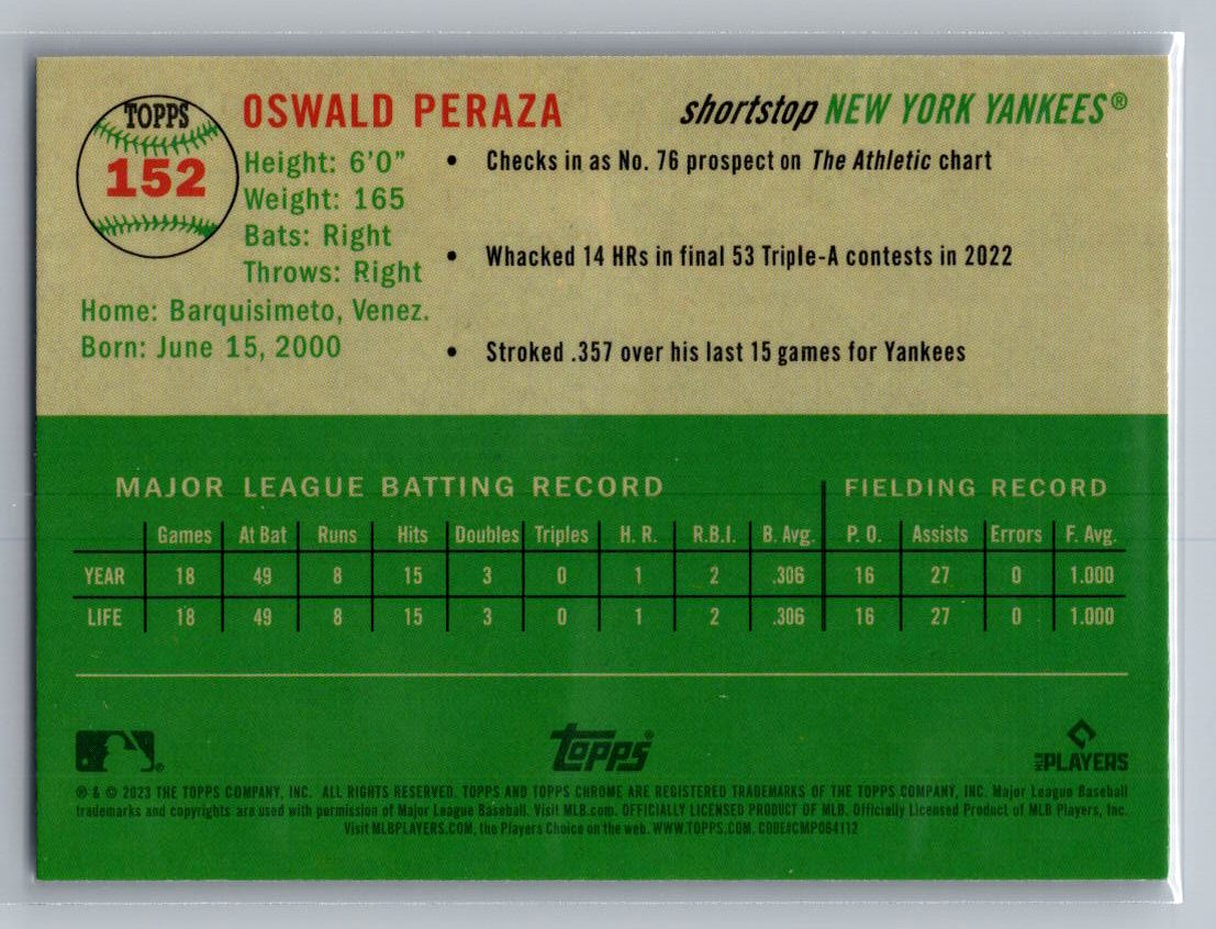 2023 Topps Chrome Platinum Anniversary #152 Oswald Peraza