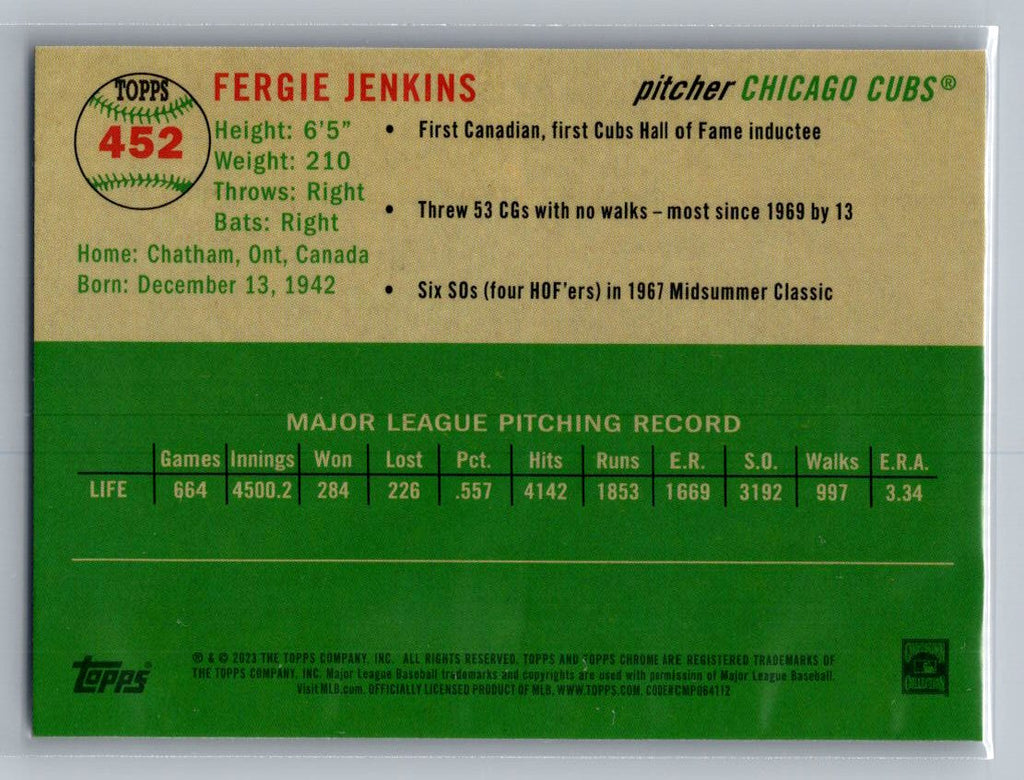 2023 Topps Chrome Platinum Anniversary #452 Fergie Jenkins