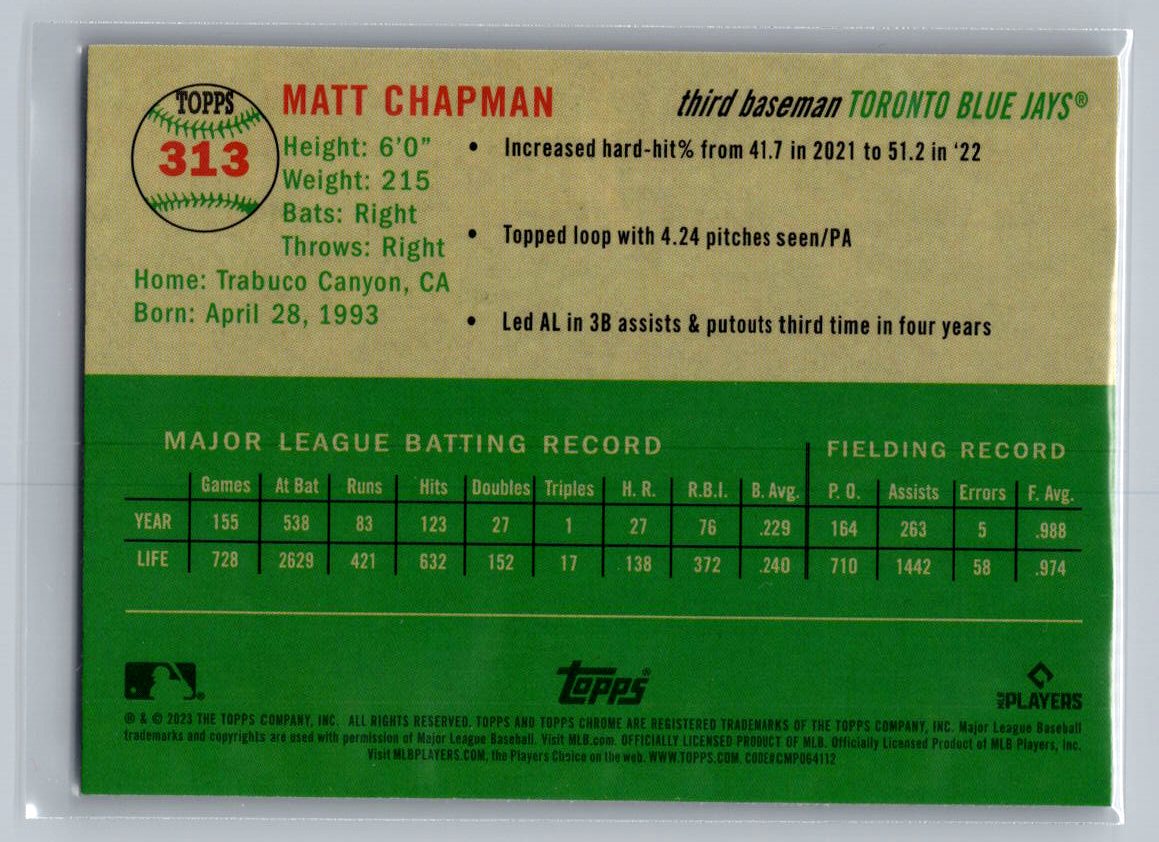 2023 Topps Chrome Platinum Anniversary #313 Matt Chapman