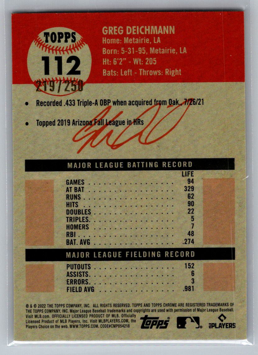 2022 Topps Chrome Platinum Anniversary #112 Greg Deichmann Yellow Raywave