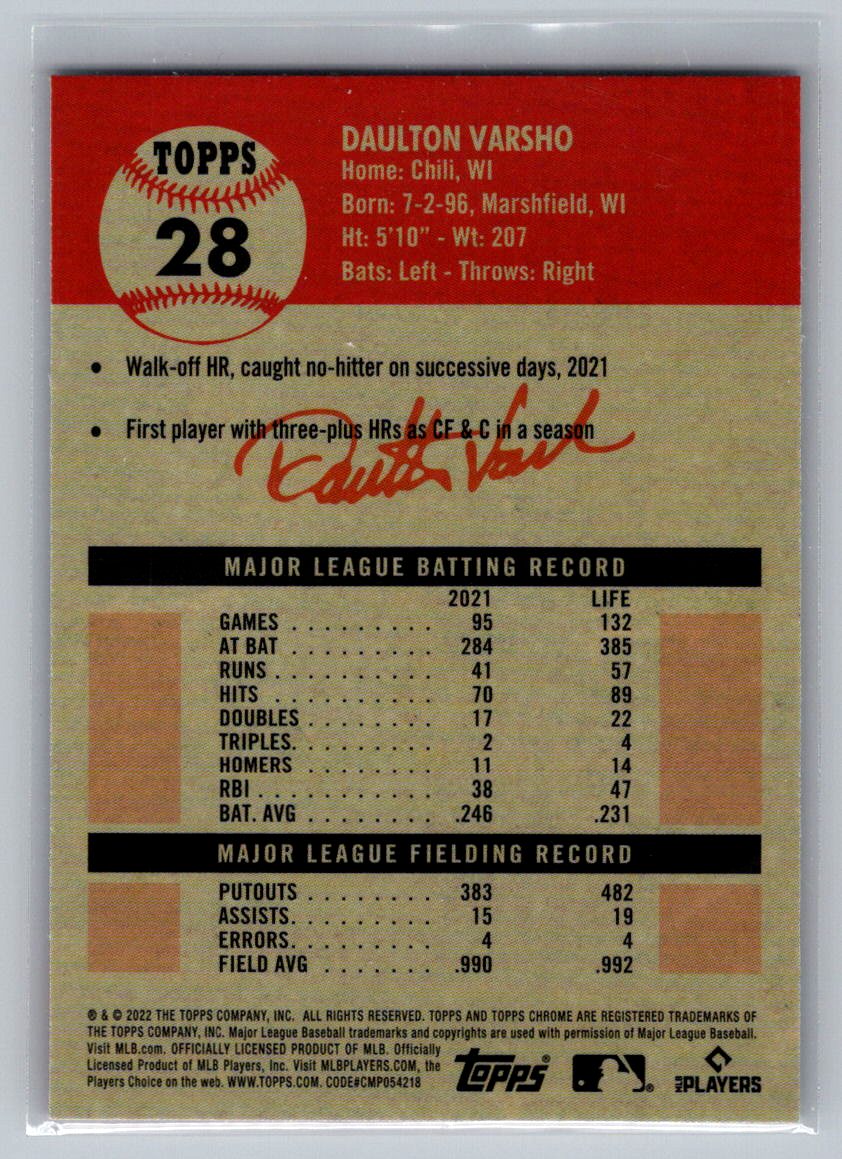 2022 Topps Chrome Platinum Anniversary #28 Daulton Varsho