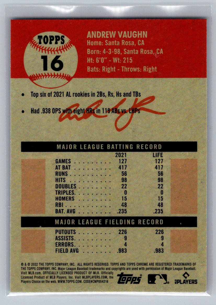 2022 Topps Chrome Platinum Anniversary #16 Andrew Vaughn