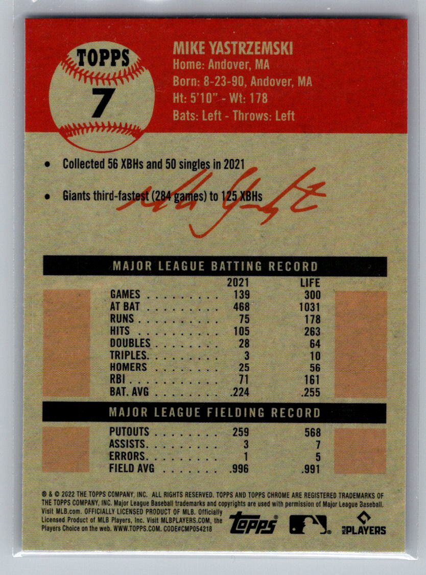 2022 Topps Chrome Platinum Anniversary #7 Mike Yastrzemski