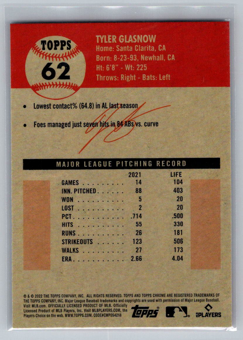 2022 Topps Chrome Platinum Anniversary #62 Tyler Glasnow