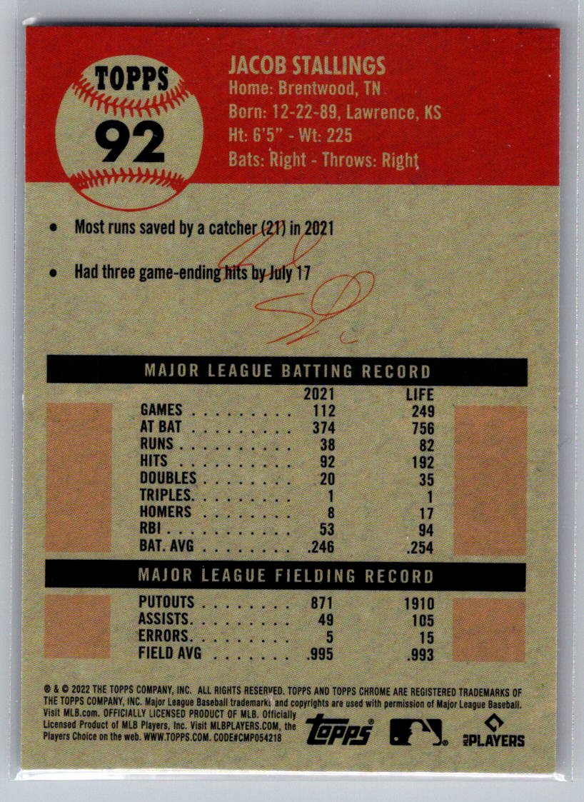 2022 Topps Chrome Platinum Anniversary #92 Jacob Stallings