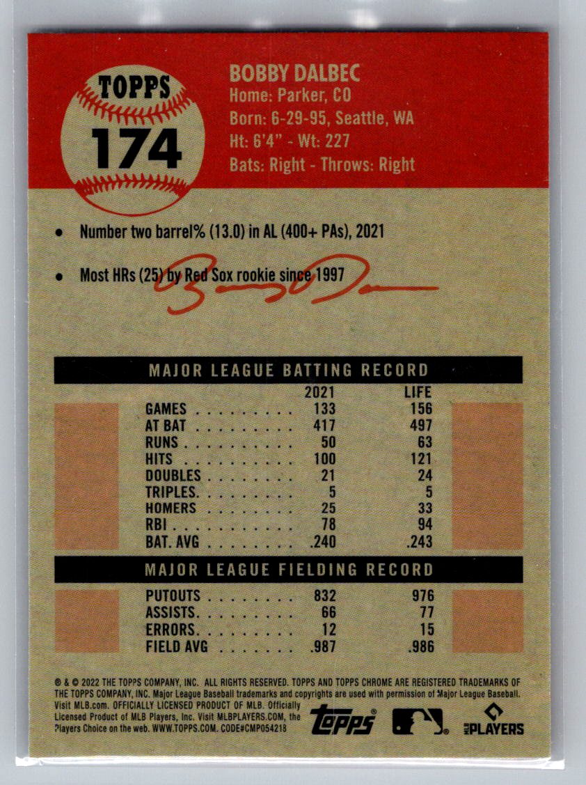 2022 Topps Chrome Platinum Anniversary #174 Bobby Dalbec