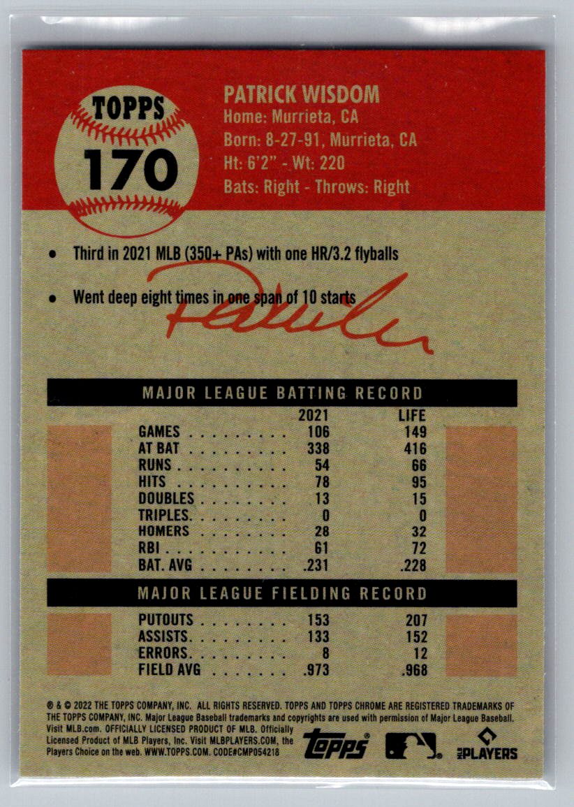 2022 Topps Chrome Platinum Anniversary #170 Patrick Wisdom