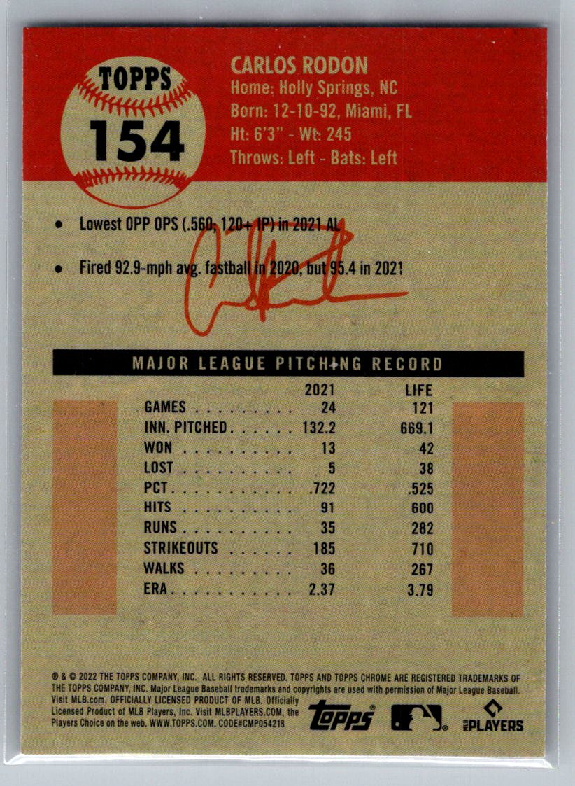 2022 Topps Chrome Platinum Anniversary #154 Carlos Rodon