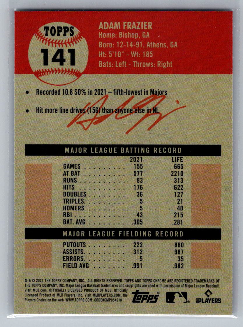 2022 Topps Chrome Platinum Anniversary #141 Adam Frazier