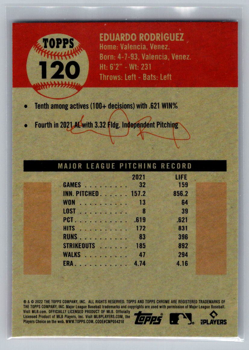 2022 Topps Chrome Platinum Anniversary #120 Eduardo Rodriguez