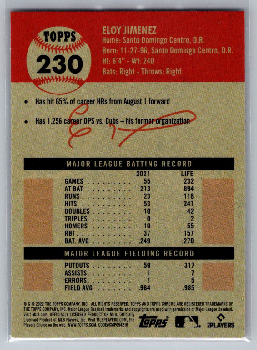 2022 Topps Chrome Platinum Anniversary #230 Eloy Jimenez