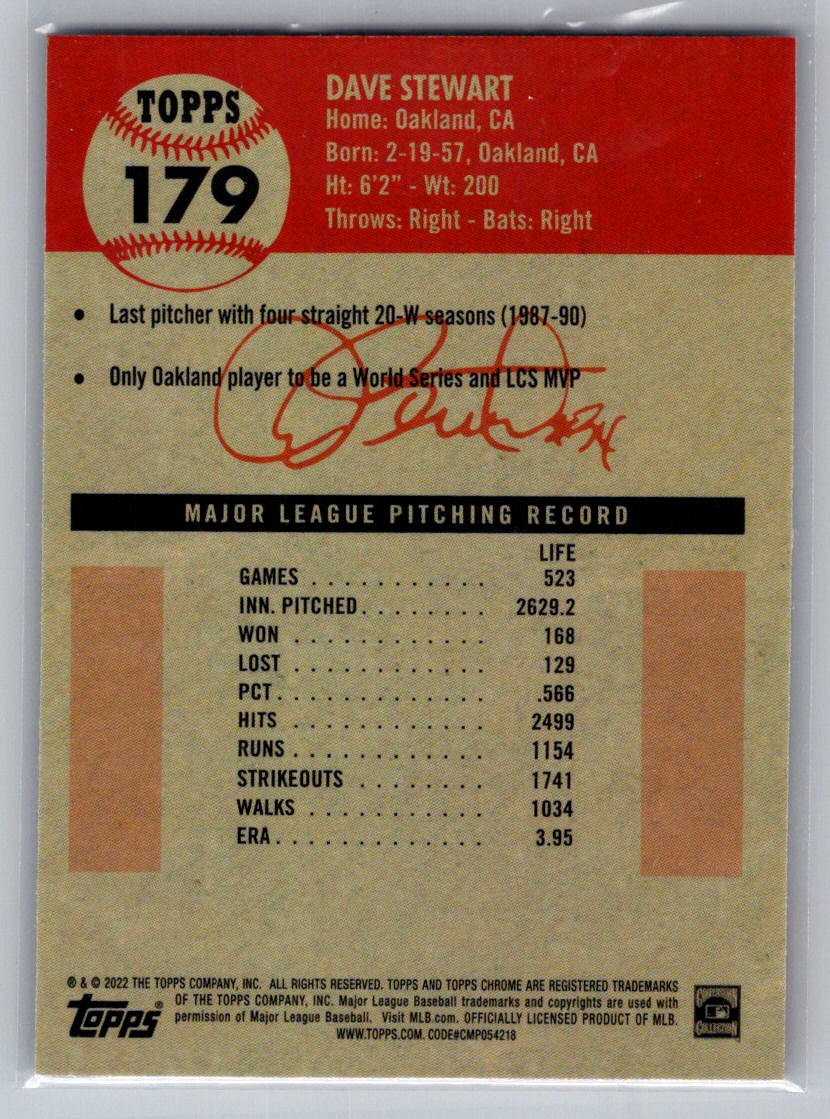 2022 Topps Chrome Platinum Anniversary #179 Dave Stewart
