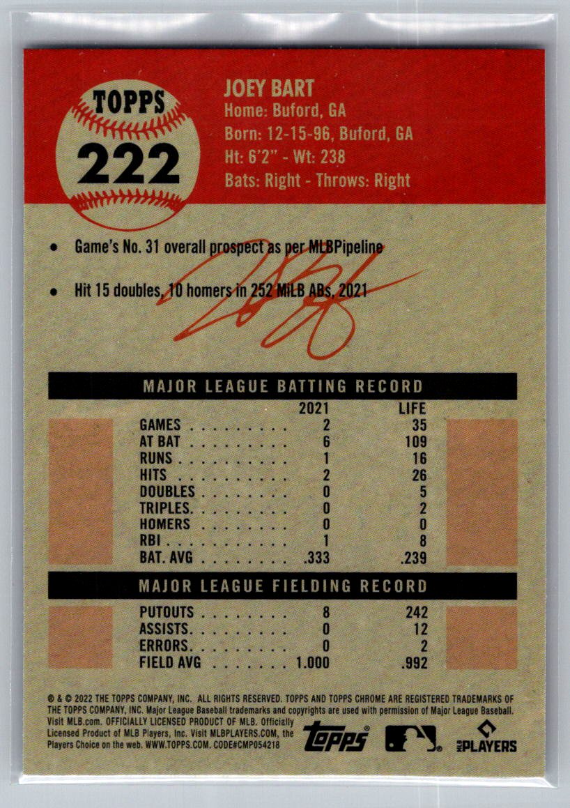 2022 Topps Chrome Platinum Anniversary #222 Joey Bart