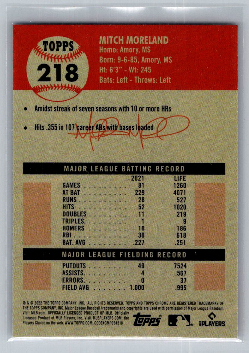 2022 Topps Chrome Platinum Anniversary #218 Mitch Moreland