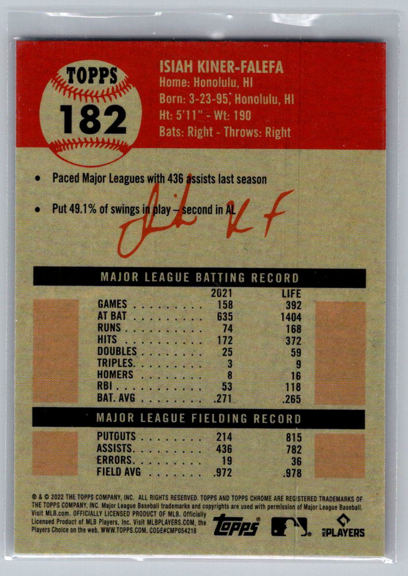 2022 Topps Chrome Platinum Anniversary #182 Isiah Kiner-Falefa
