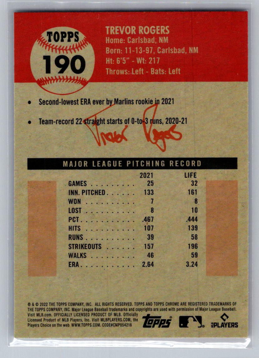 2022 Topps Chrome Platinum Anniversary #190 Trevor Rogers