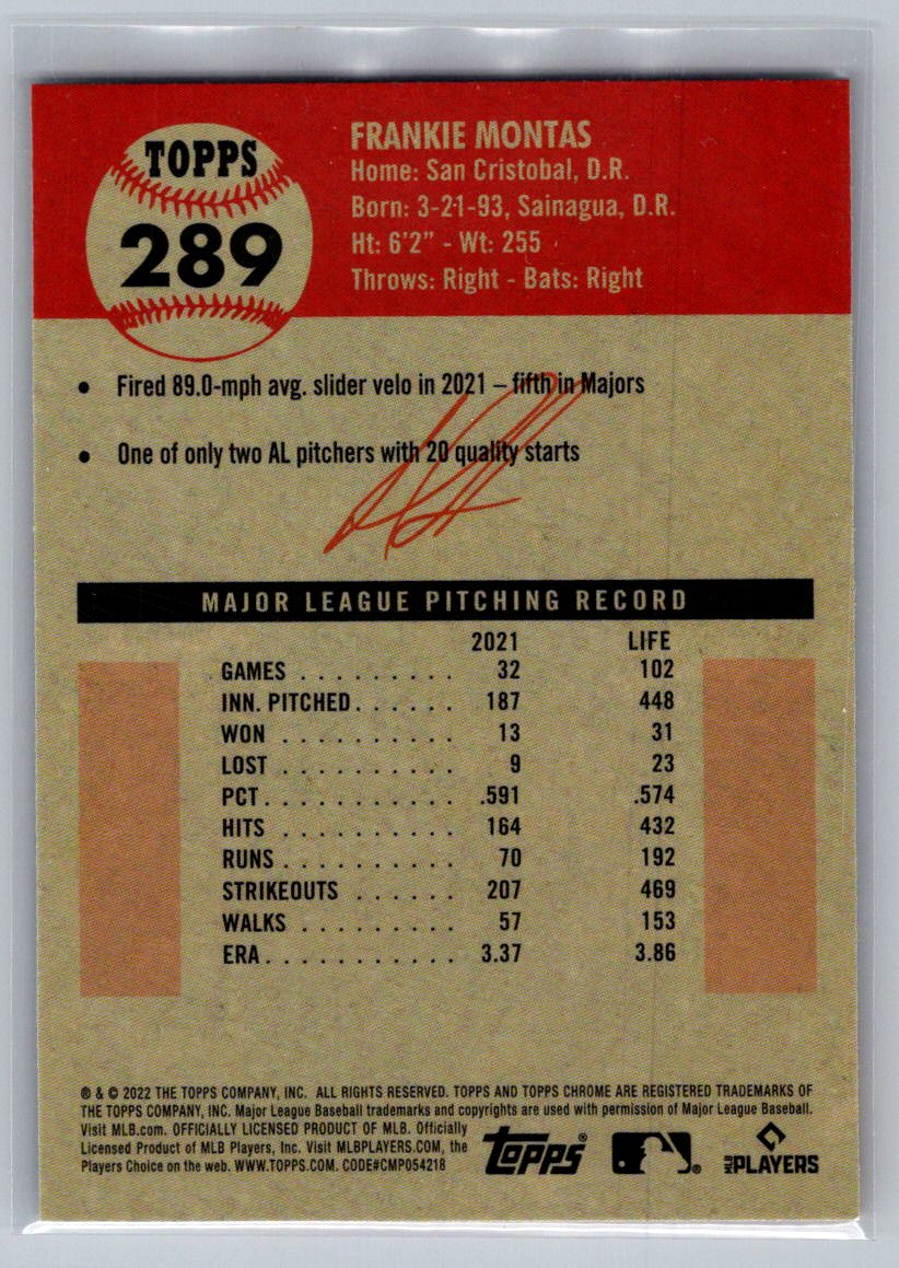 2022 Topps Chrome Platinum Anniversary #289 Frankie Montas